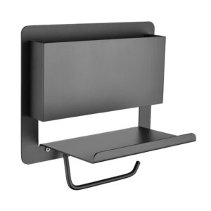 هولدر جای دستمال توالت به همراه جای مجله پیچی رنگ مشکی مات سری F کد S055