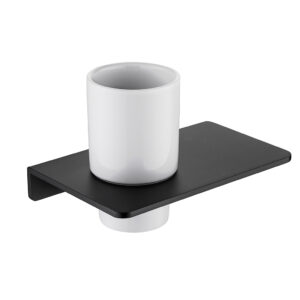 هولدر لیوانی جای مسواک و خمیر دندان پیچی رنگ مشکی مات سری F کد S058