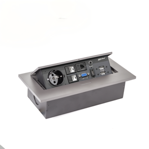 پریز توکار مستطیل طوسی به همراه پورت شبکه, تلفن, USB, VGA, HDMI ,میکروفن و هدفن