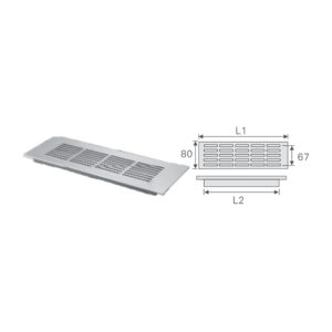دریچه هوا آلومینیومی طول 600mm, عرض 80mm